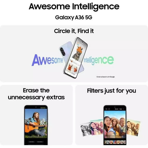 Samsung Galaxy A36 5G AI, 128GB+8GB RAM, Android Smartphone