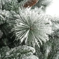 thumbnail image 4 of Glasgow 7.5ft Frosted Prelit Artificial Christmas Tree with Pine Cones, Foot Pedal, 1556 Branch Tips, 750 Warm Lights and Metal Stand, 61" wide Realistic Snow Flocked Pine Christmas Tree with Lights, 4 of 11