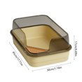 thumbnail image 3 of Yellow Semi-Enclosed High-Sided Cat Litter Box With Splash Guard, Large Kitty Litter Pan With Shovel, Anti-Splash Design For Indoor Cats, Easy Clean Pet Litter Tray, 3 of 6