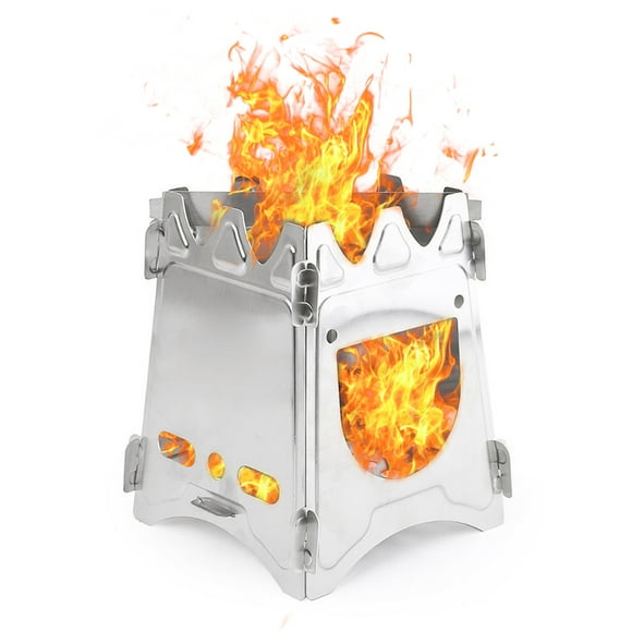 Amdohai Portable Stainless Steel Wood Stove Lightweight Folding Camping Stove for Outdoor Cooking Hiking Backpacking Fishing Picnic