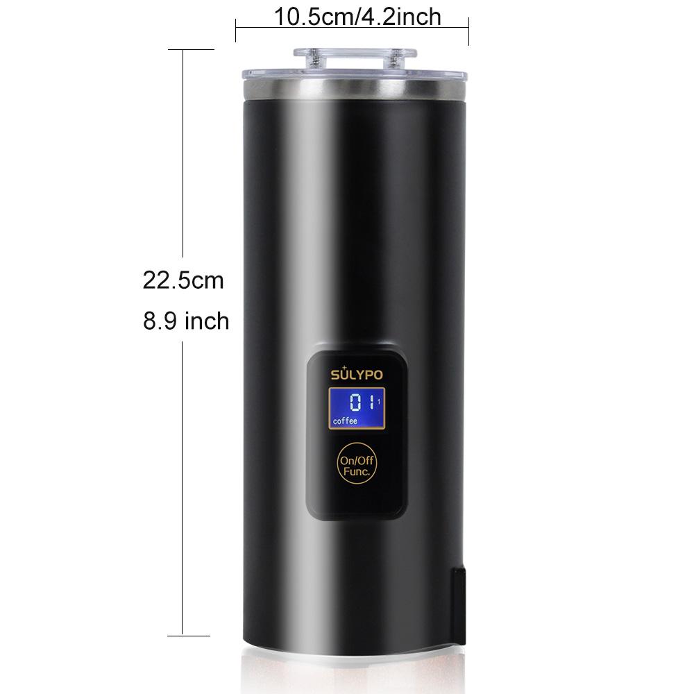 Sulypo Portable Coffee Maker, Travel Percolator Electric,Stainless Steel Coffee Pot Kettle Cup, Incorporated Chips, 8oz,120V