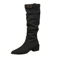 thumbnail image 2 of Viluyesy Womens Knee High Boots, Wide Calf Chunky Heels Pointed Toe Fall Winter Slouchy Tall Boots Black US6, 2 of 9