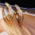 thumbnail image 6 of Valentine's Day Gifts for Woman Exaggerated Diamond C-Shaped Circle Earrings Hollow Large Circle Earrings Gold, 6 of 9