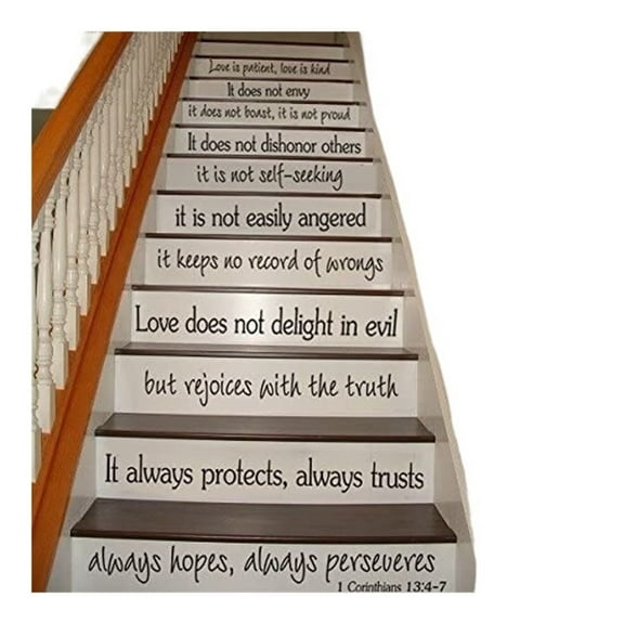 Bible Wall Decal Christian Wall Quote Love Wall Saying Wall Lettering Wall Graphic Mural Home Art Decor Love is Patient, Love is Kind Dark Brown