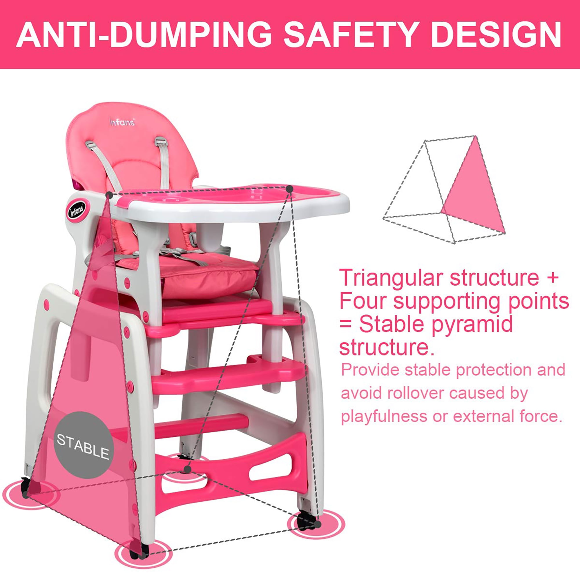 Generic High Multi-Function Portable Baby Chair Pink @ Best Price