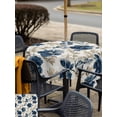 thumbnail image 5 of Outdoor Tablecloth with Umbrella Hole for Patio/Picnic/Party/Camping, Navy Blue Beige Floral Waterproof Table Cloth Square Cover Washable, Vintage Farmhouse Floral Leaves (54"x 54"), 5 of 9