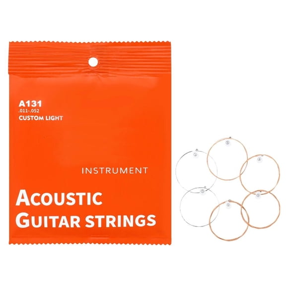 LICEWO 6Pcs 11-52 Acoustic Guitar Strings Folk Guitar High Carbon Steel Core Strings Musical Instrument Accessories Easy to Use
