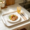 thumbnail image 6 of Large Unbreakable Plastic Serving Trays for Parties, 16.9x11.8 Inch Rectangular Platters for Appetizers and Fruits, BPA-Free Reusable Serving Tray for Restaurants,White, 6 of 8