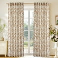 thumbnail image 4 of NICETOWN Linen Curtains Floral Farmhouse Curtains, Peony Patterned Semi Sheer Linen Curtains Light Filtering French Country Window Drapes for Home Office, Yellow, 52"x96", 2 Panels, 4 of 8