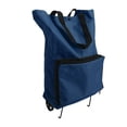 thumbnail image 2 of Foldable Cart Bag, Sturdy Zipper Foldable Shopping Cart Large Capacity Portable With Wheels For Traveling Navy Blue, 2 of 8