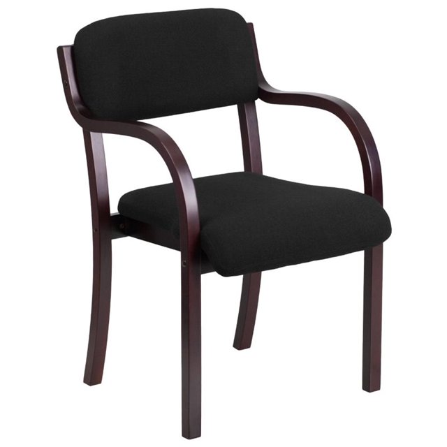 Scranton Chaise de Réception en Tissu & Co en Noir et Acajou
