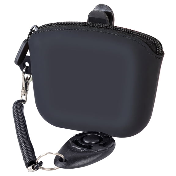 BLANOU Dog Treat Pouch with Clicker for Pet Training,Portable and Easy to Clean, Silicone Small Bag, Black