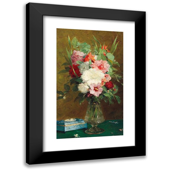 Antoine Grivolas 10x14 Black Modern Framed Museum Art Print Titled - Summer Flowers in a Glass Vase