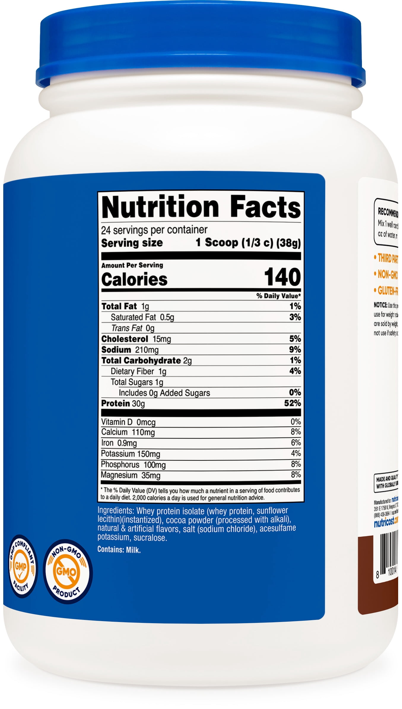 Nutricost Whey Protein Isolate Powder (Milk Chocolate) 2LBS - Gluten Free & Non-GMO