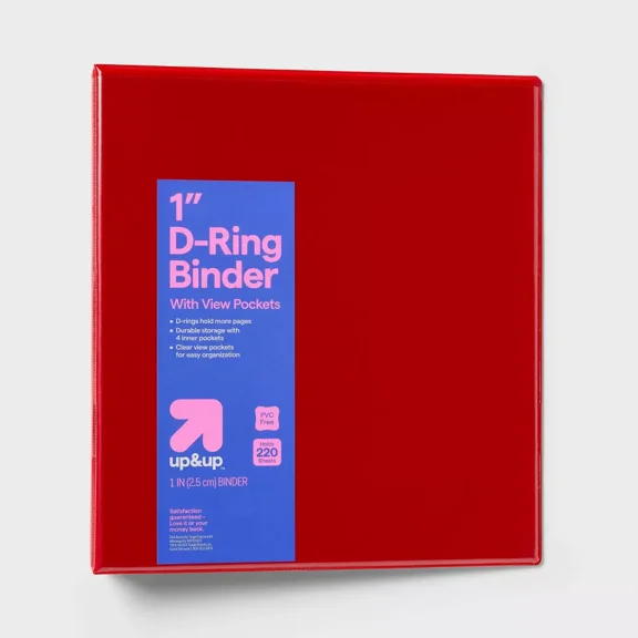 1" 3 Ring Binder Clear View-Red