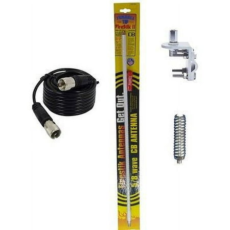 NEW FIRESTIK 2 FS2 WHITE, FS2 W 2FT CB ANTENNA, 9FT COAX, MOUNT & SPRING