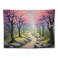 thumbnail image 5 of GOSMITH  Pink Cherry Blossom Tree Tapestry Home Decor Forest Path Natural Floral Landscape Tapestry Wall Hanging Decor for Room, 5 of 7
