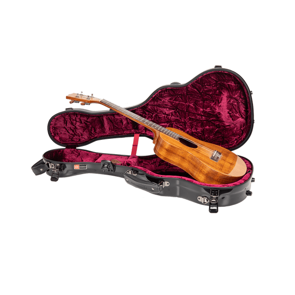 Crossrock Tenor Ukulele Case, Fits Up to 27 Inches | 100% Fiberglass Hardshell with Brand Latches, TSA Lock, Accessory Compartment, and Detachable Straps-Black