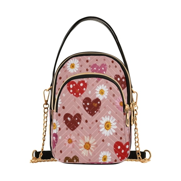 DIXRUYEE Cross Body Shoulder Handbags Bags Fashion Pink Heart - Daisy Fusion Pattern