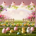 thumbnail image 3 of Colorful Eggs Easter Banner Cherry Blossom Spring Backdrop Rainbow Cute Bunny Egg Hunt Background for Easter Party Spring Celebration Kids Activity, 3 of 9