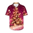 thumbnail image 3 of JURANMO Christmas Shirts for Men Fashion Glitter Xmas Trees Print Hawaiian Shirt Casual Button Down Lapel Short Sleeve Tees Tops Pink S Back To College Deals, 3 of 6