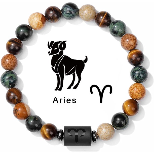 Pulsera del Zodíaco para Mujeres Hombres Pulsera de Cuentas de Piedra Natural Signo del Zodíaco Constelación Distancia Oración Bendición Pulsera para Parejas Amigos Regalos para cumpleaños