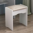thumbnail image 2 of MONSLIPA Vanity Desk Set, Makeup Vanity with Sliding Mirror & Cushioned Stool, Wood Makeup Dressing Table with Hidden Shelves & 4 Drawers,White, 2 of 5