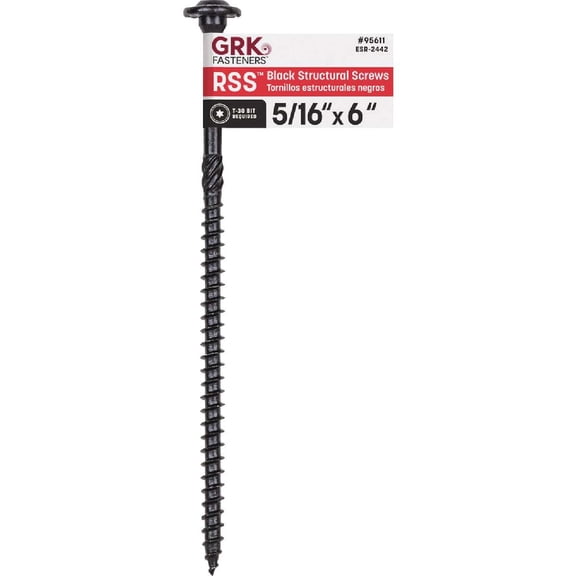 GRK RSS 5/16 In. x 6 In. Star Drive Washer-Head Black Structure Screw 95611