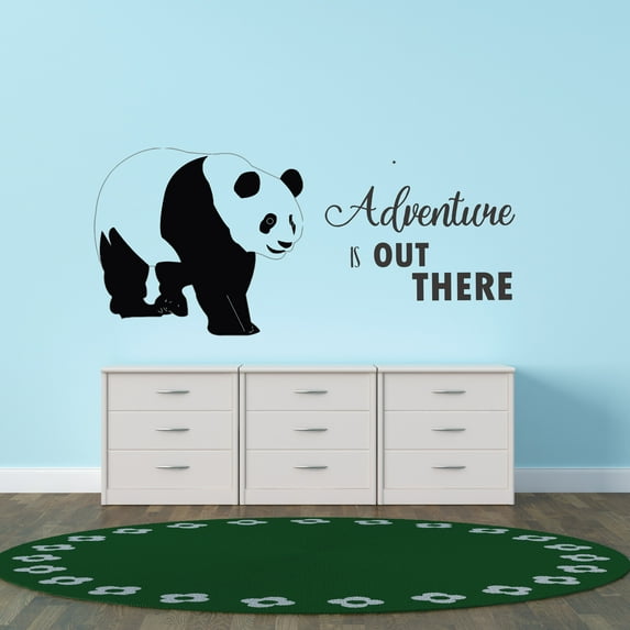 Animal Wall Decals for Care Taker Daycare - Smiling Panda Bear On Adventure Panda DIY & Creativity Boy Girl Bedroom Wall Sticker - Size: 40 In x 32 In