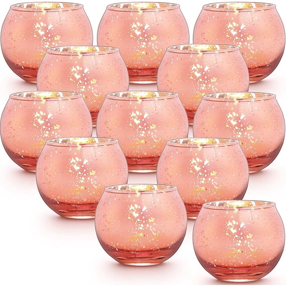 12 Pcs Rose Gold Candle Holders-Rose Gold centerpieces for Birthday Party, Wedding, Bridal Shower, Sweet 16. Mother's Day Brunch Table Decorations