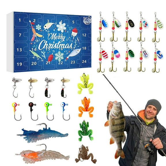 Fishing Advent Calendar Countdown Set for Adults and Teens - A for Fishing Enthusiasts with Freshwater and Saltwater Items