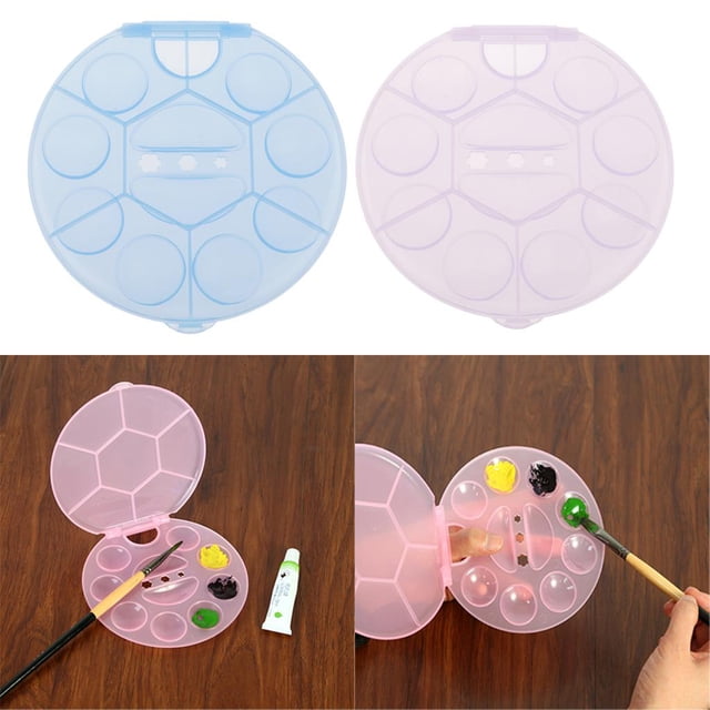 Caja de acuarela de Plástico 2pcs perfecl Bandeja de pintura artística Contenedores de almacenamiento