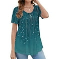 thumbnail image 2 of Endives Women's Short Sleeve T-shirt Tunic Tops Short Sleeve T Shirts Up Casual Ruched Blouses, 2 of 5