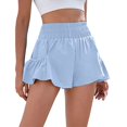 thumbnail image 2 of Jxximdong Shorts for Women Women's Solid Color High Waist Shorts Sports Running Shorts Workout Gym Flowing Shorts With Pockets Blue XS Pants, 2 of 9