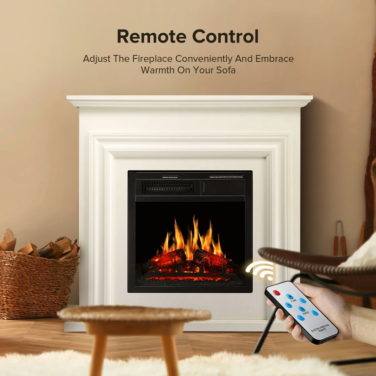 Auseo Electric Fireplace Mantel Wooden Surround Firebox, Free Standing  Fireplace, with Remote Control, Adjustable LED Flame, 750W/1500W -（White） -  Walmart.com