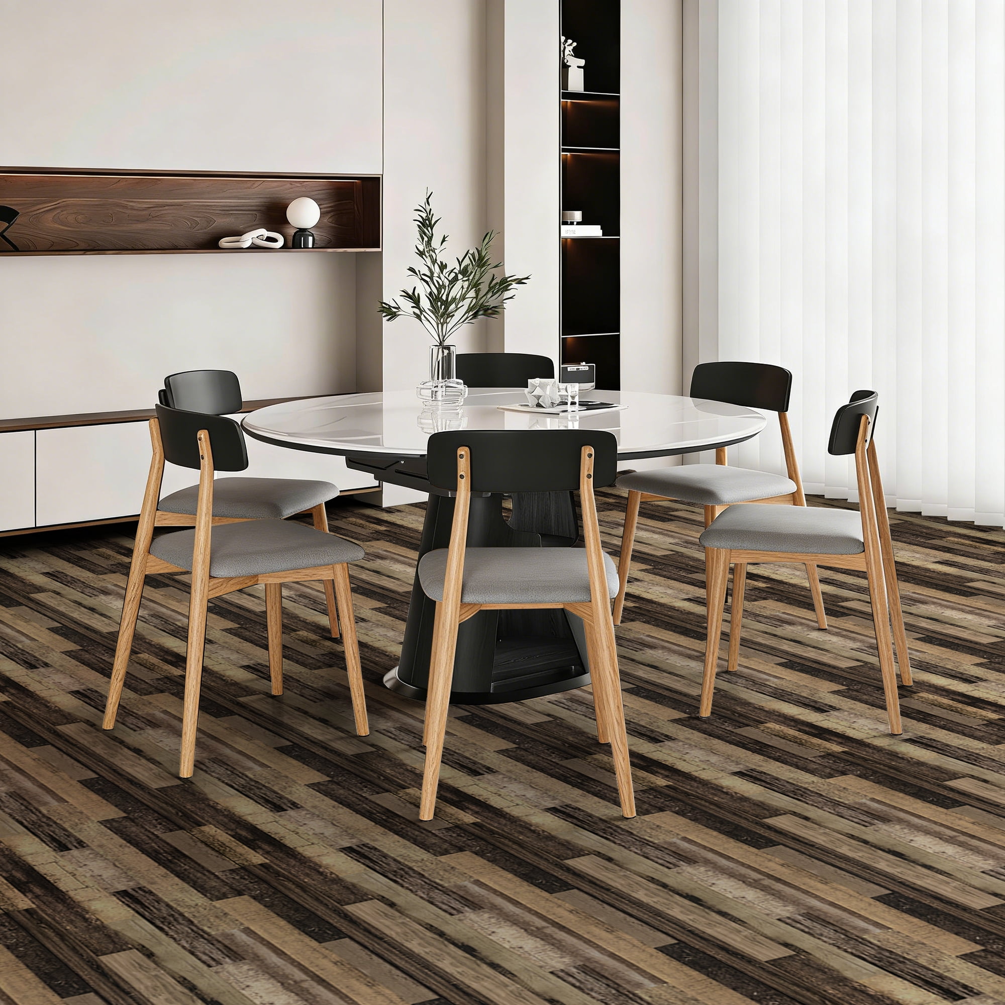 Abyssaly Vinyl Peel and Stick Flooring tile 15.7" x 236", Covering Area 25.8 Sq.ft, Vintage Charm Self-Adhesive Floor Tile Wood Grain Look for Home Decor