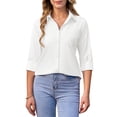 thumbnail image 3 of Siliteelon Womens Button Down Shirt Long Sleeve Oxford Cotton Blouse Classic Fit Wrinkle Resistant Office Work Top with Pocket, 3 of 7