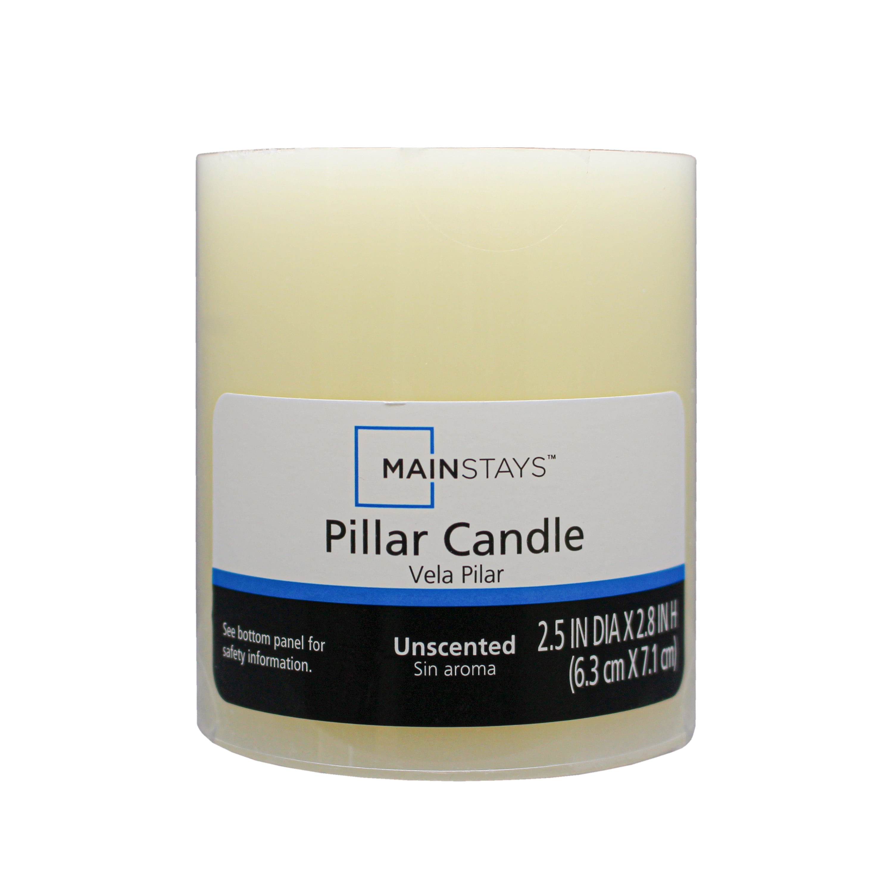 Mainstays Unscented Pillar Candles, 2.5x2.8 inches, Ivory