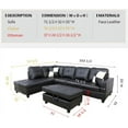 thumbnail image 3 of Faux Leather Right Facing Sectional Sofa With Ottoman, Living Room Storage Sectional Futon, Black, 3 of 5