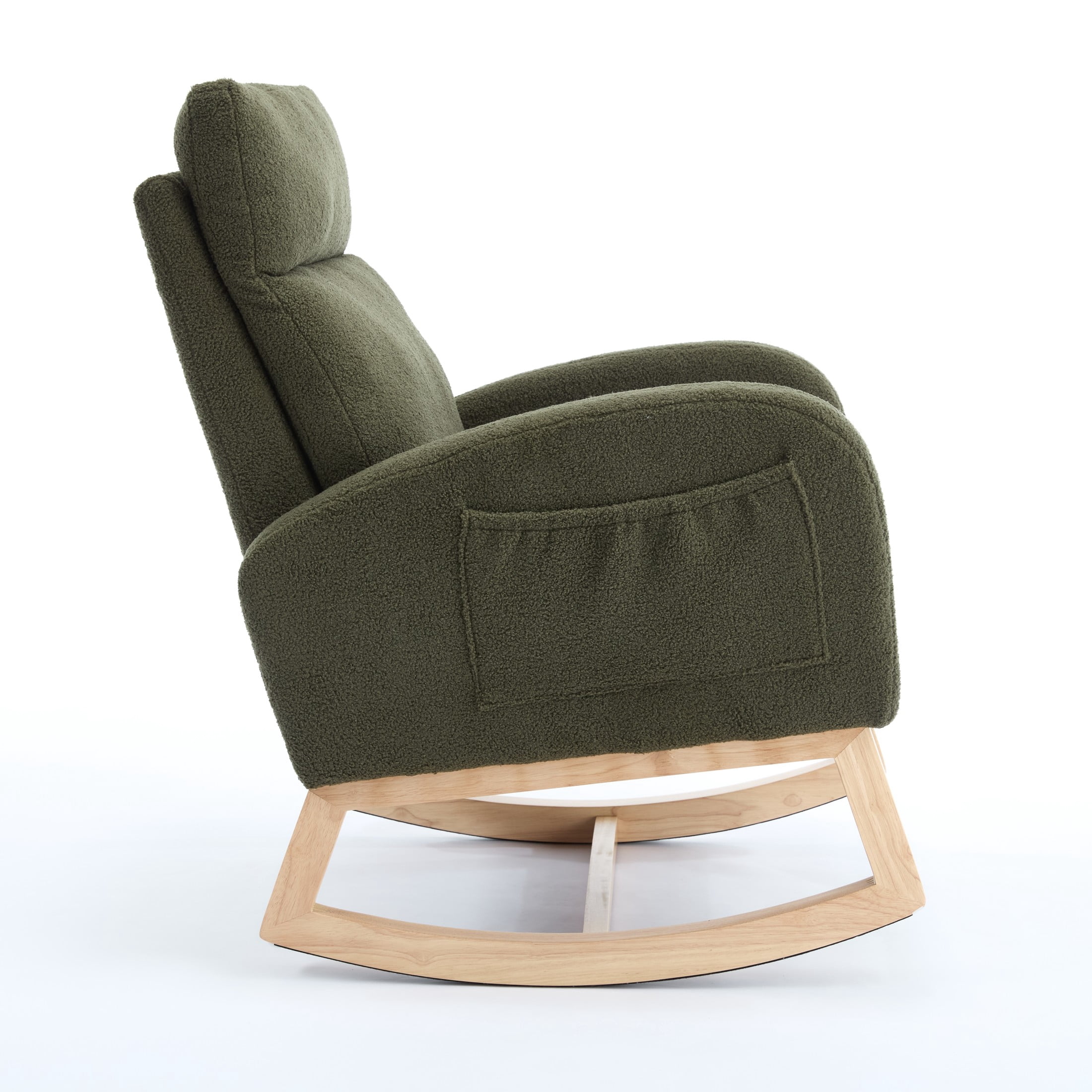 Noble House Arlais Teddy Nursery Rocking Chair with Adjustable Footrest, Comfortable Accent Glider Daybed, Green