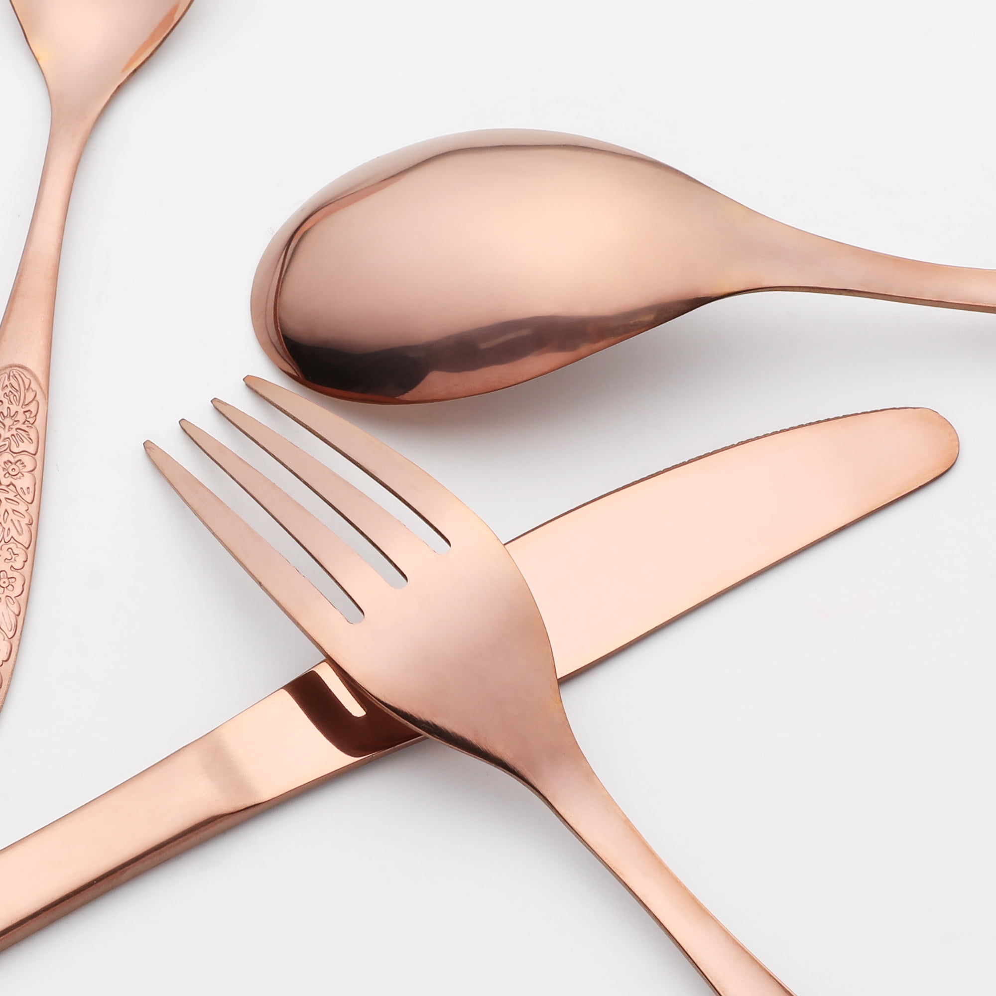 Unique Bargains 4 Piece Stainless Steel Floral Flatware Silver 4