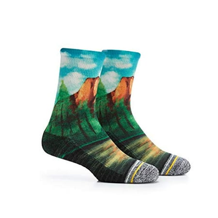 

APRIME ECO-CAFE Crew Cushion Outdoor Socks Made from Coffee Grounds for Hiking Trail Running Climbing and Cycling (X-Large Yosemite)