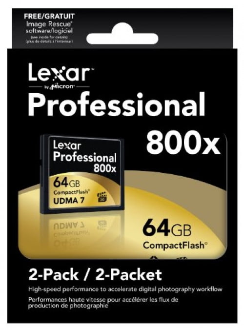 2-Pack CompactFlash Cards Lexar Professional 1066X 64GB 