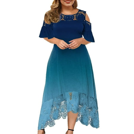 

Patlollav Womens Plus Size Clearance Dresses Ladies Casual Round-Neck Summer Short Sleeve Dress