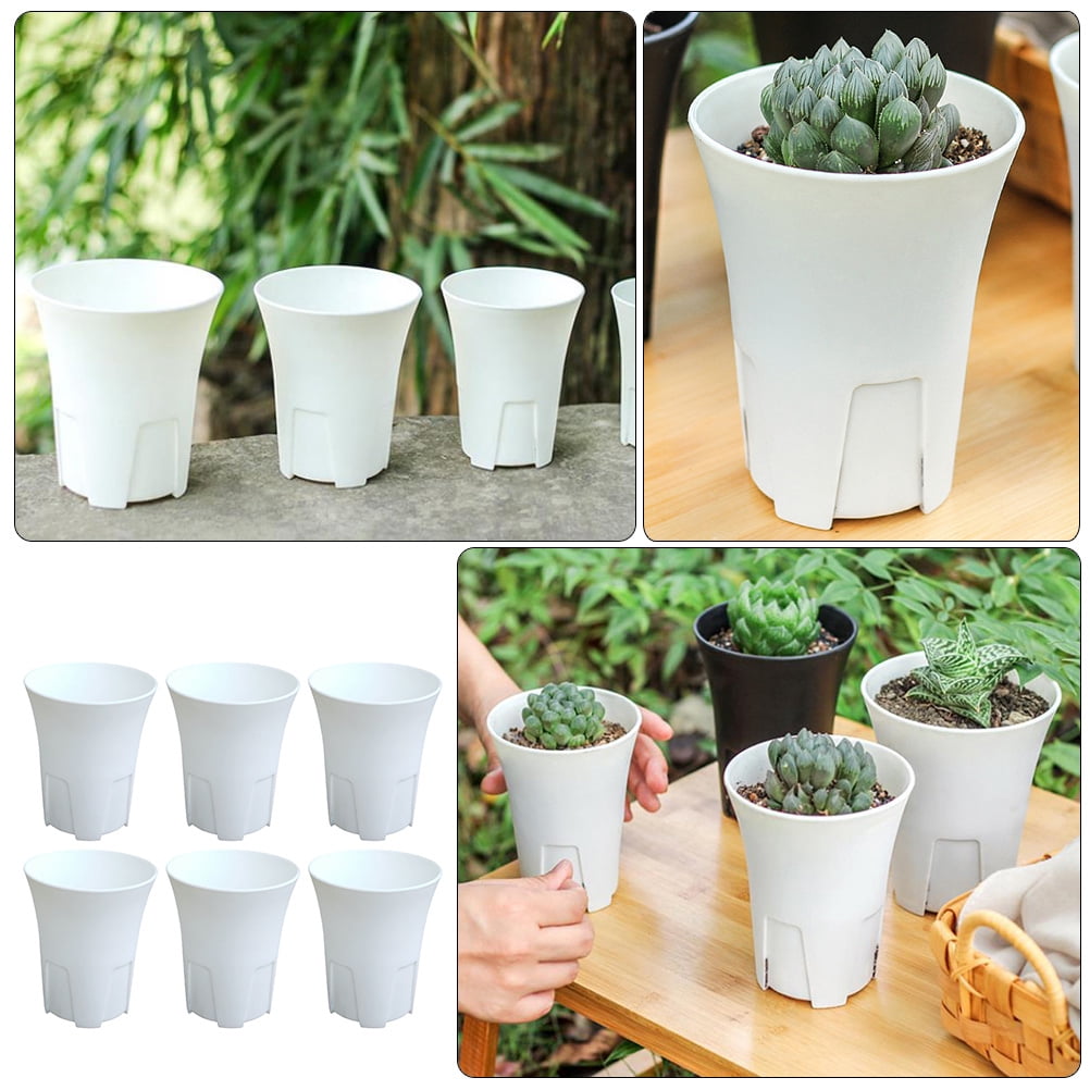 unbranded  6 Pcs Indoor Plants Pots Rounded Flowerpot Frosted Planter White