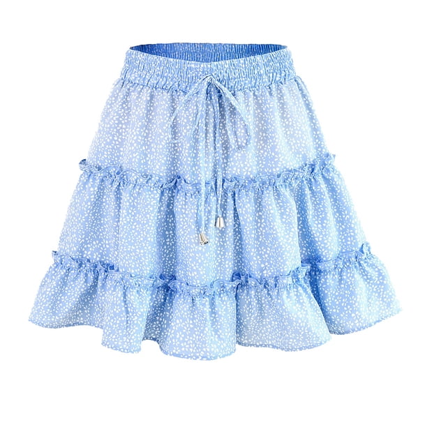 Falda de playa con volantes florales para niñas y mujeres, minifalda acampanada de cintura alta para niñas Eigraketly FS11181-06