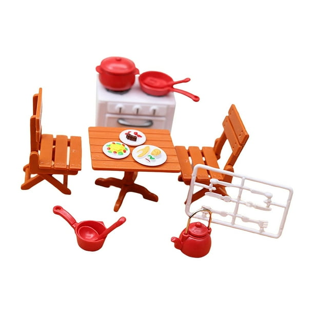 Muebles para casa de muñecas a escala 1/12, suministros para escenas de vida, miniadornos de plástico para cocina Mesa de cocina