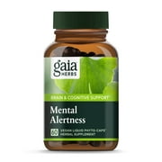 Gaia Herbs Mental Alertness Vegan Liquid Capsules, 60 Count - Memory and Focus Supplement, Enhance Mental Performance, Boost Brain Blood Flow
