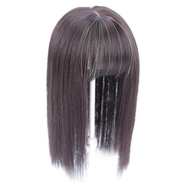 Heat Resistant Synthetic Wigs Straight Hair with Clips for Daily and Party Wear Clip On Hair Extension for Hair Styling light brown 25cm