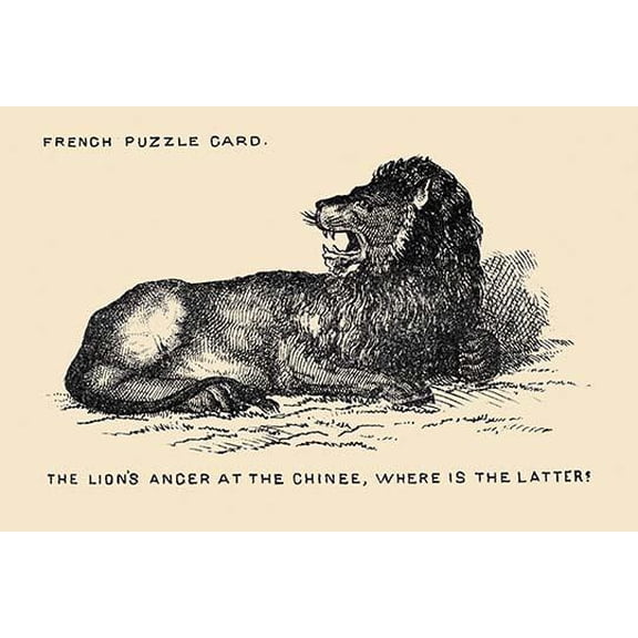 The Lion's Anger at the Chinee. Where is the Latter?- Fine Art Canvas Print (20" x 30")